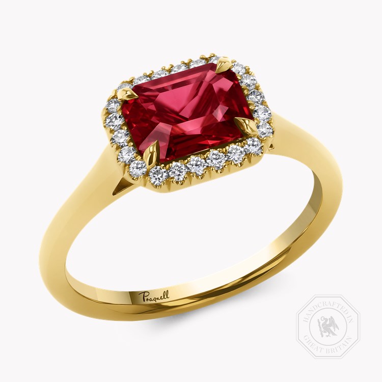 Octagon Cut 1.49ct Mozambique Ruby and Diamond Ring Octagon Cut, Claw Set_1