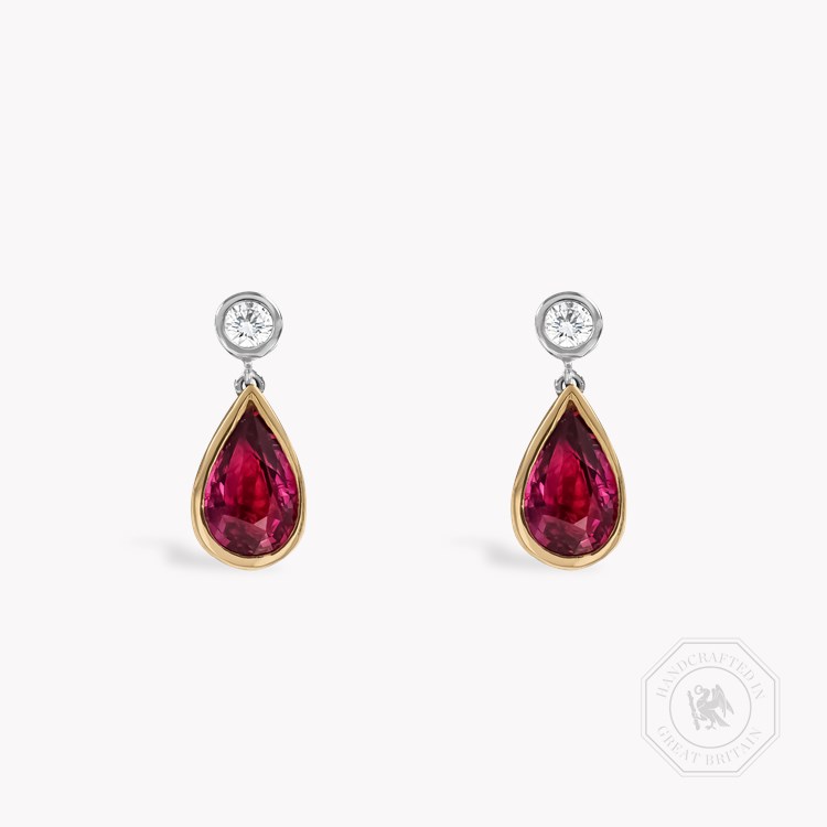 Pear Shaped 1.72ct Pink Sapphire and Diamond Earrings Pear Shaped, Rubover Set_1