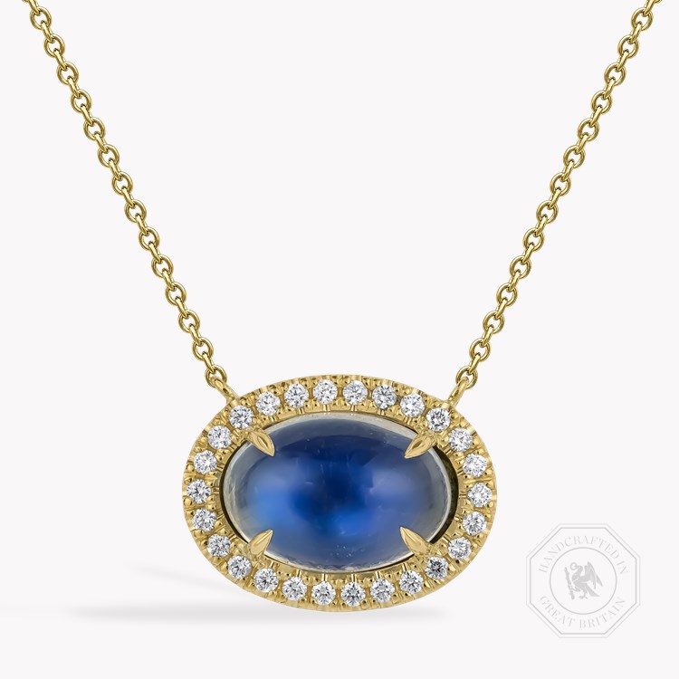 Oval Cabochon Cut 8.04ct Moonstone and Diamond Pendant Oval Cabochon Cut, Claw Set_1