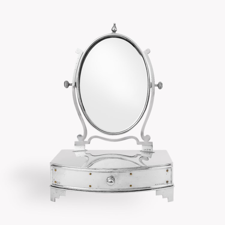 Silver Edward VII Jewellery Tray with Swivel Mirror Hallmarked London_3