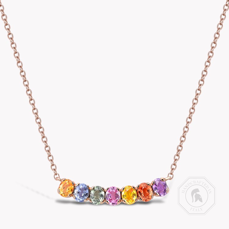 Rainbow Fancy Sapphire Line Pendant   1.71ct in 18ct Rose Gold