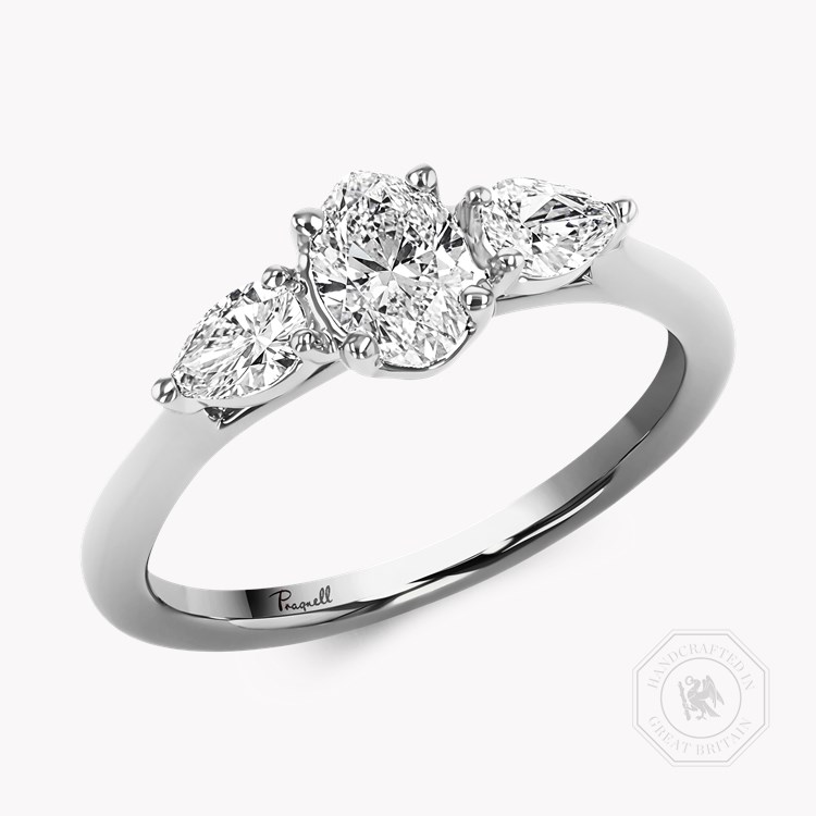 Classic 0.51ct Oval Cut Diamond Three Stone Ring   in Platinum