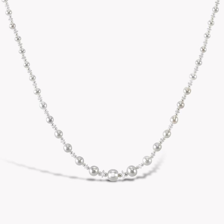 Natural Pearl Necklace 17.73CT in Platinum 17.73CT, Mixed Cut with Diamonds_1