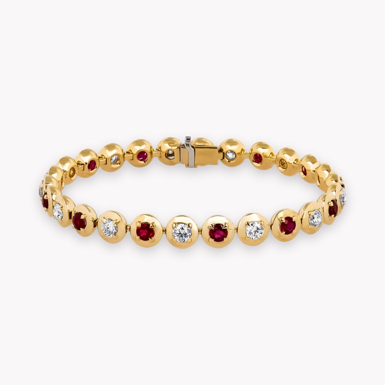 Skimming Stone 2.86ct Diamond and Burma Ruby Bracelet Brilliant cut, Claw set_1
