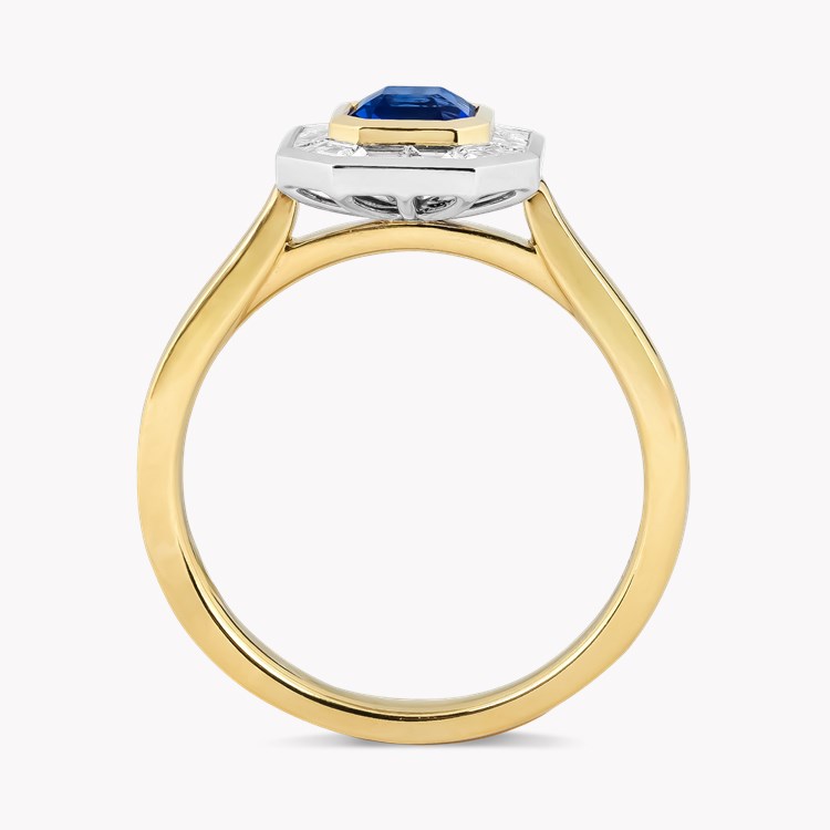 Asscher Cut 0.71ct Sapphire and Diamond Ring Asscher & Trapezoid Cut, Rubover Set_3