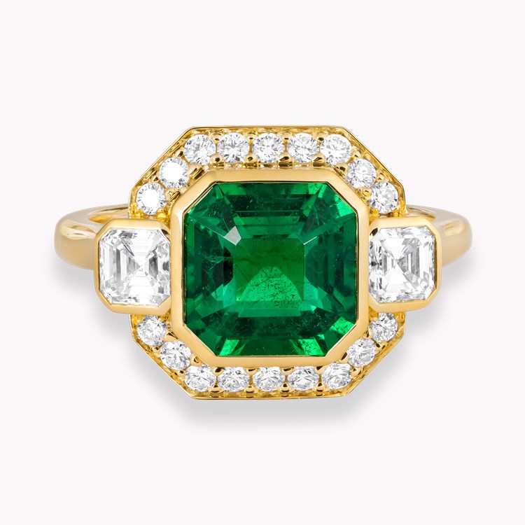 Octagonal Cut 2.37ct Zambian Emerald and Diamond Ring Octagonal Cut, Rubover Set_2