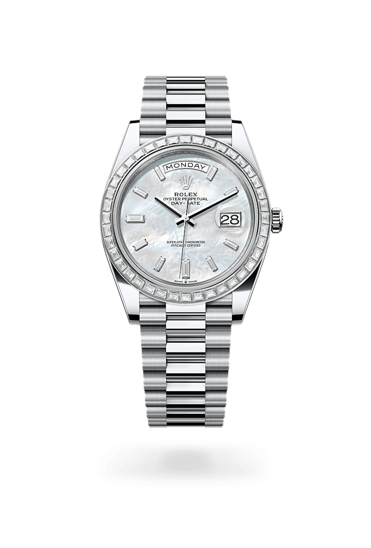 Day-Date 40, Oyster, 40 mm, platinum and diamonds