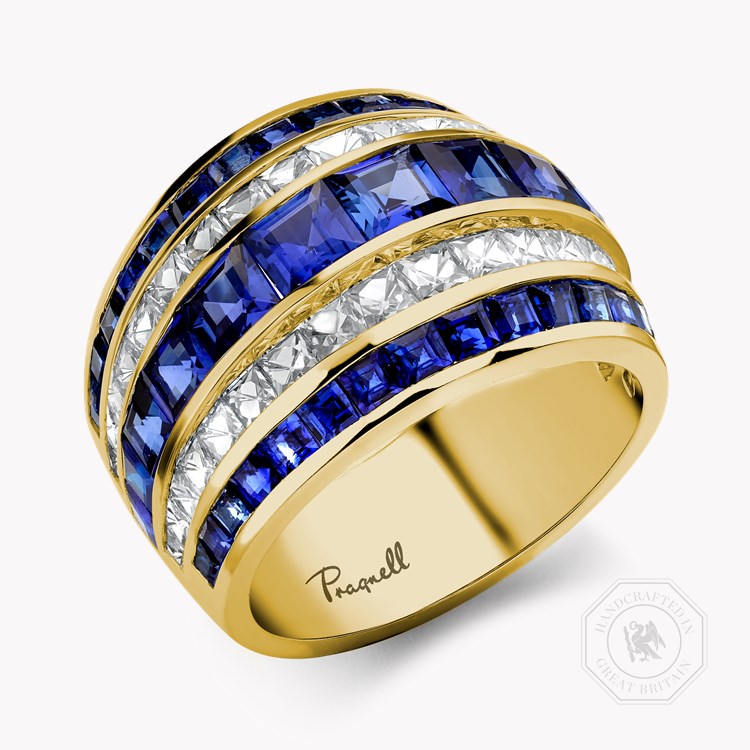 Manhattan Classic Sapphire & Diamond Ring Carre & French Cut, Channel Set_1