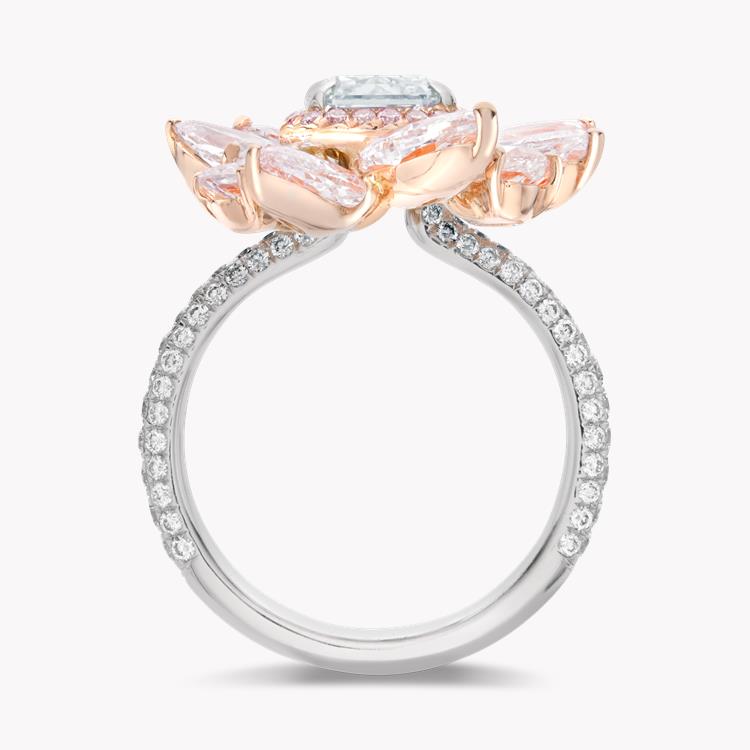 Masterpiece Light Blue Diamond Ring  1.57ct in White and Rose Gold Claw set Radiant cut Blue Diamond with Light pink and Fancy Pear & Marquise surround_3