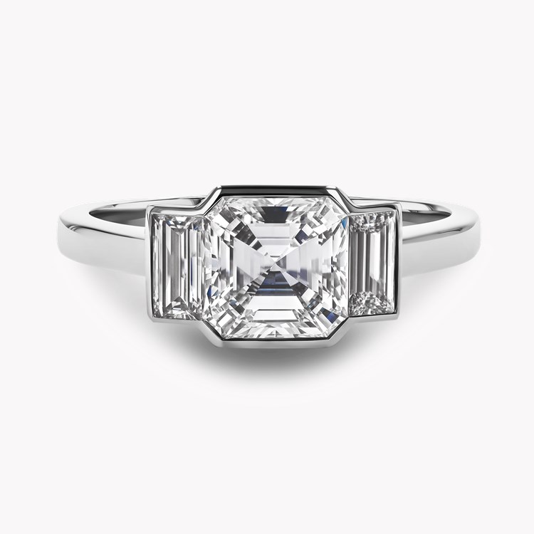 Kingdom 2.41ct Diamond Three Stone Ring Asscher Cut, Rubover Set_2