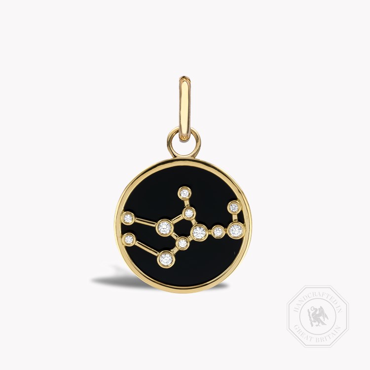 Constellation Diamond and Black Onyx Virgo Pendant Charm Brilliant Cut, Rubover Set_1