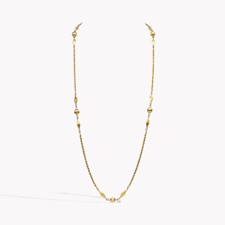 Retro Ball and Pyramid Link 80cm Gold Chain _1