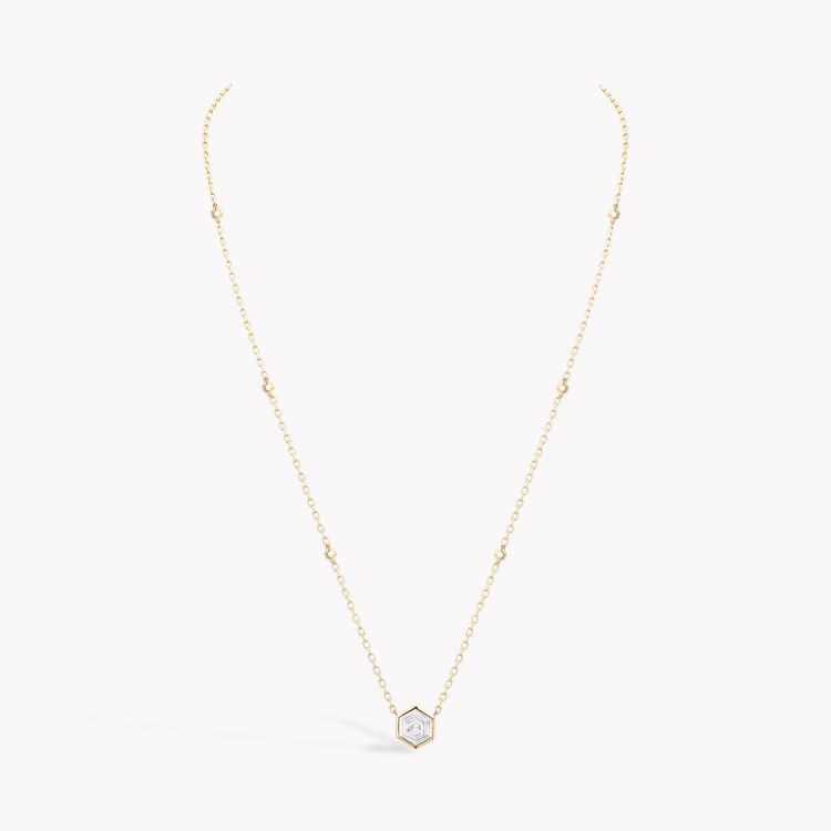 Honeycomb Diamond Solitaire Pendant Hexagonal Cut, Rubover Set_2