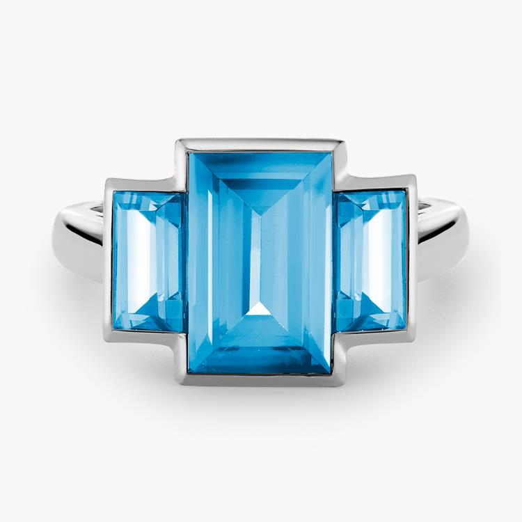 Aquamarine Kingdom Ring 4.69CT in Platinum Baguette Cut, Three Stone_2