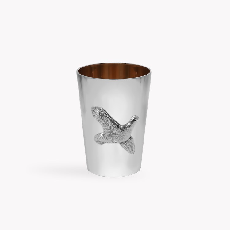 Silver Set of Ten Bird Motif Shooting Cup with Guilded Edge _7