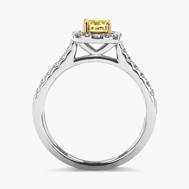Celestial 0.65ct Fancy Intense Yellow Diamond Cluster Ring Cushion Modern Cut, Four Claw Set_3