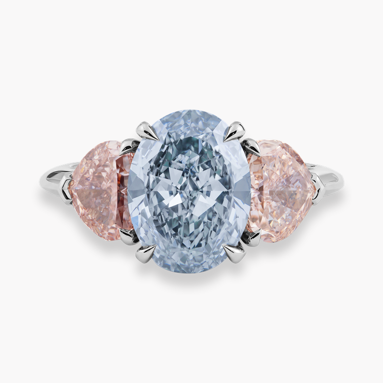 Masterpiece Venus Setting 2.90ct Fany Blue-Grey Diamond and Pink Diamond Ring Oval Cut & Heart Shape, Claw Set_2
