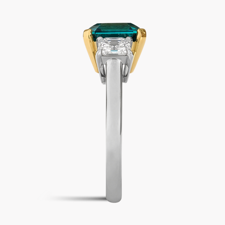 Asscher Cut 3.71ct Namibian Lagoon Tourmaline and Diamond Ring Asscher Cut, Claw Set_4