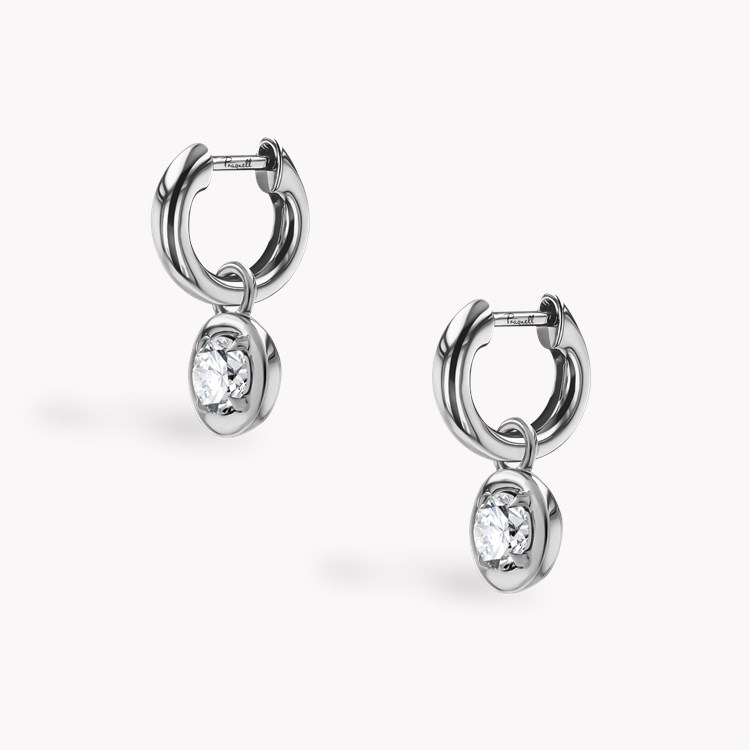 Skimming Stone 1.00ct Botswana Diamond Drop Hoop Earrings Brilliant cut, Claw set_3
