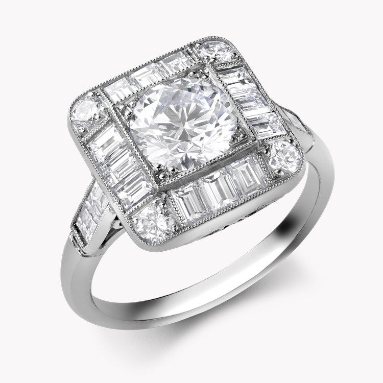 Old Cut 1.26ct Diamond Plaque Ring Old Cut, Millegrain Set_1