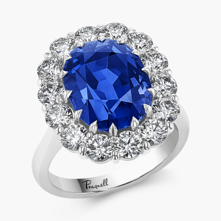 Masterpiece 9.32ct Sri Lankan Sapphire and Diamond Cluster Ring   in Platinum