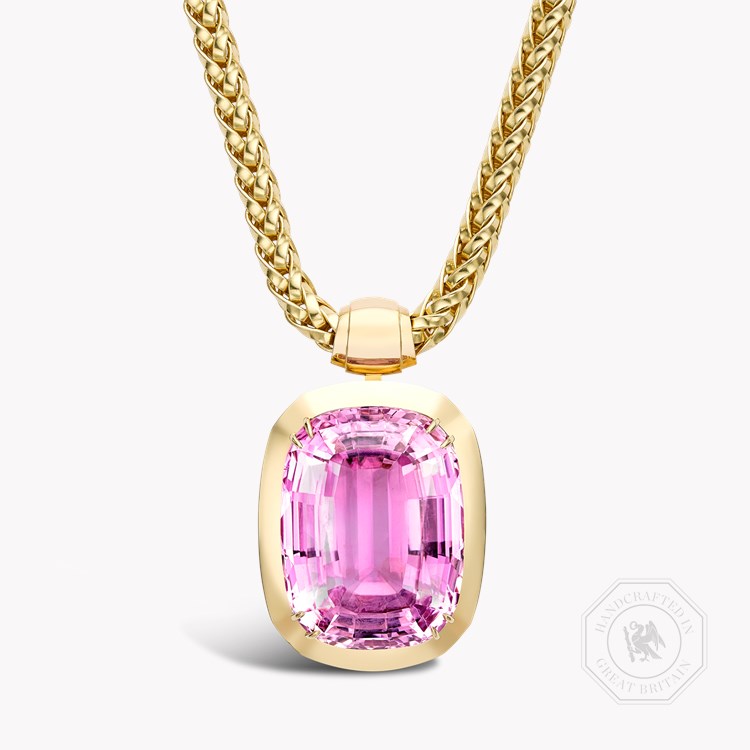 Masterpiece Portrait Setting 153.09ct Kunzite Solitaire Pendant Cushion Modern Cut, Rubover Set_1