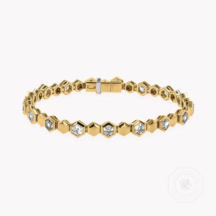 Honeycomb 5.53ct Diamond Bracelet Hexagonal Cut, Rubover Set_1