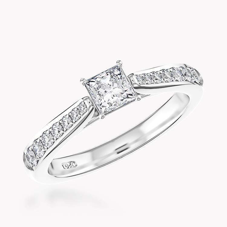 0.36CT Diamond Solitaire Ring Platinum Duchess Setting Princess Cut, Solitaire, Brilliant Shoulders_1