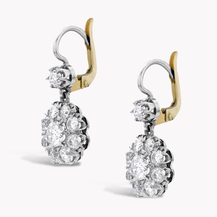 Edwardian Cluster Drop Earrings  0.39ct in 18ct Yellow Gold & Platinum Old Cut, Claw Set_2