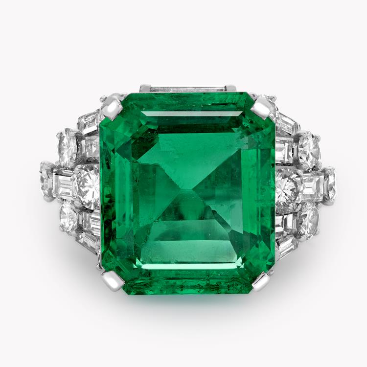 Oscar Heyman Colombian Emerald & Diamond Cocktail Ring  18.99ct in Platinum Emerald, Brilliant & Baguette Cut, Claw Set_2