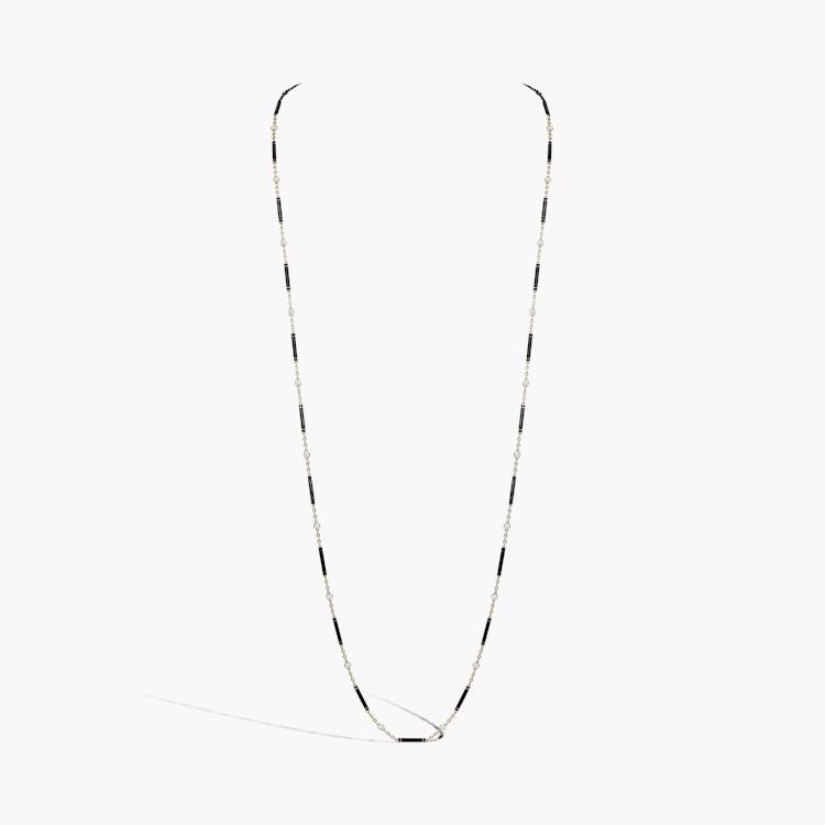 Brilliant Cut Diamond Necklace 1.92CT in Yellow Gold Long Necklace with Black Enamel_1