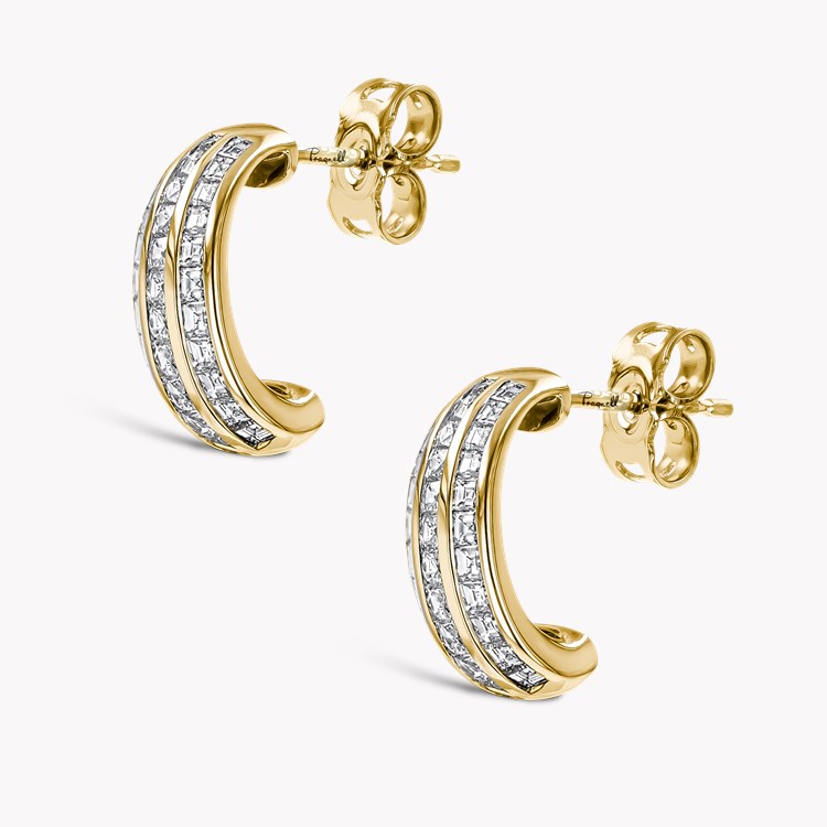 Manhattan 1.44ct Three Row Huggie Earrings Carre Cut, Channel Set_2