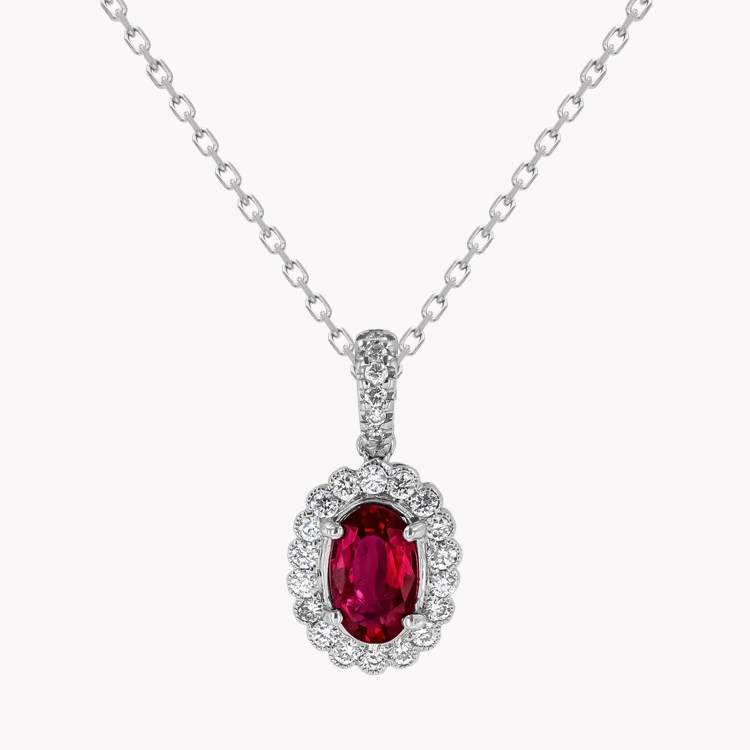 Oval Cut 0.58ct Ruby and Diamond Pendant Oval Cut, Claw Set_1