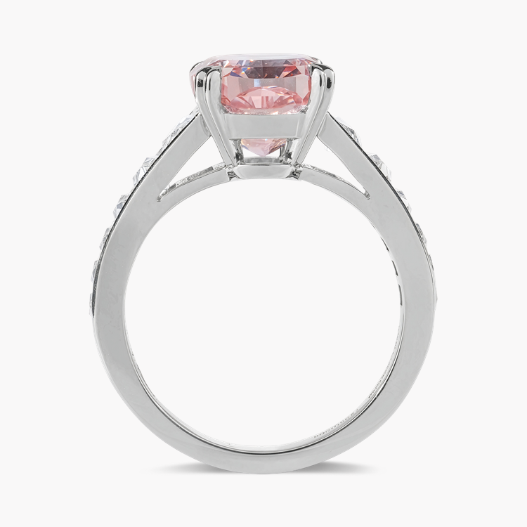 Masterpiece Pragnell Setting 6.08ct South Africa Fancy Orangy Pink Diamond Ring Cushion & French Cut, Claw Set_3
