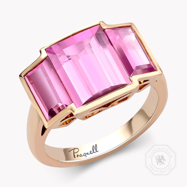 Kingdom Pink Tourmaline Ring Baguette Cut, Rubover Set_1