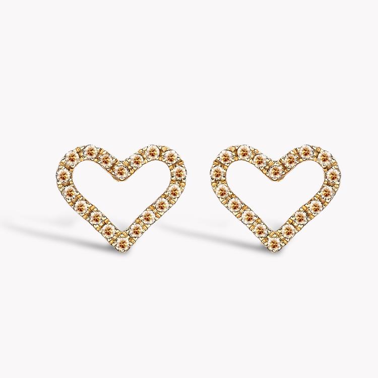 Rosa De La Cruz Heart Brown Diamond Earrings 0.13CT in Yellow Gold Brilliant Cut, Pavé Set_1