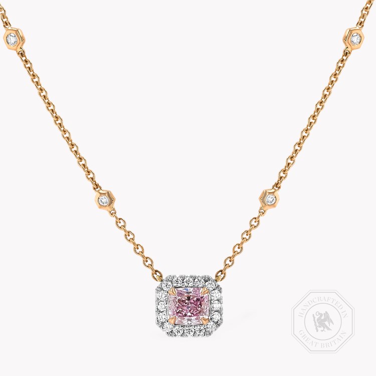 Masterpiece 1.04ct Fancy Purplish-Pink Diamond Cluster Pendant   in 18ct Rose & White Gold