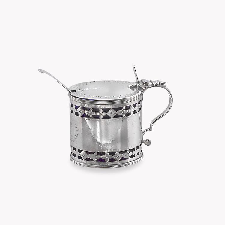 Silver George III Drum Mustard Pot Hallmarked London_1