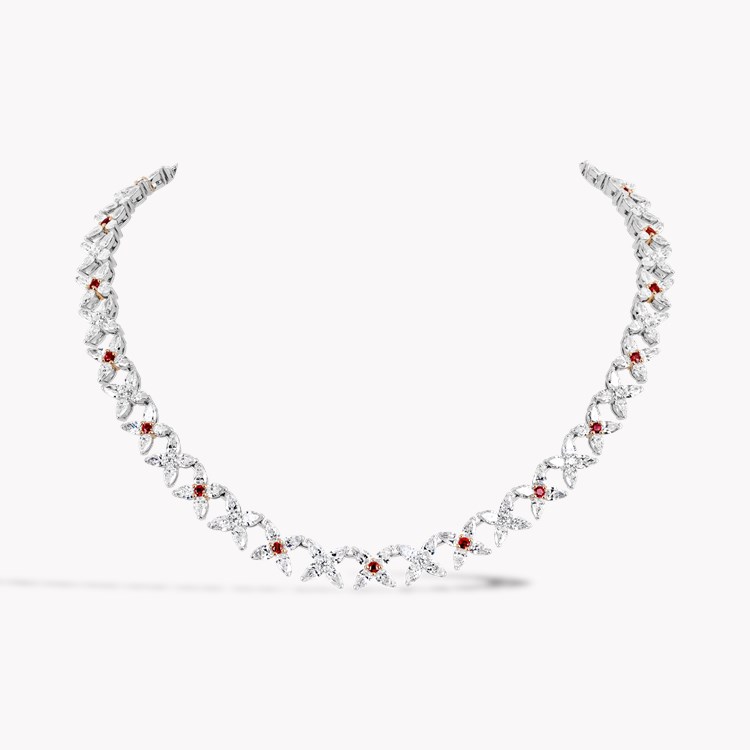 Masterpiece Pear Shaped 24.97ct Diamond and Ruby Necklace Pear Shaped & Brilliant Cut, Claw Set_1