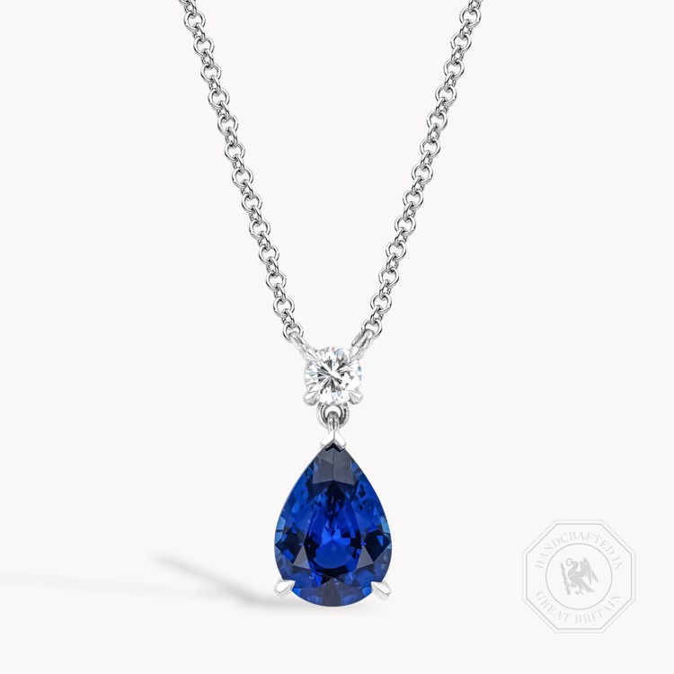 Pear Shaped 3.20ct Sri Lankan Sapphire and Diamond Pendant Pear Shape, Claw Set_1
