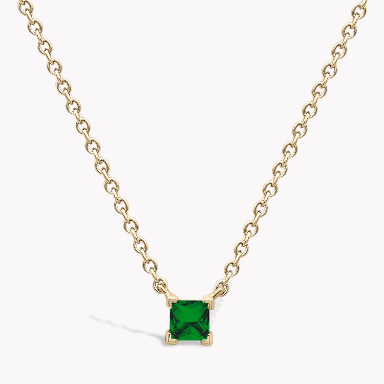 RockChic Emerald Solitaire Necklace Princess Cut, Claw Set_1