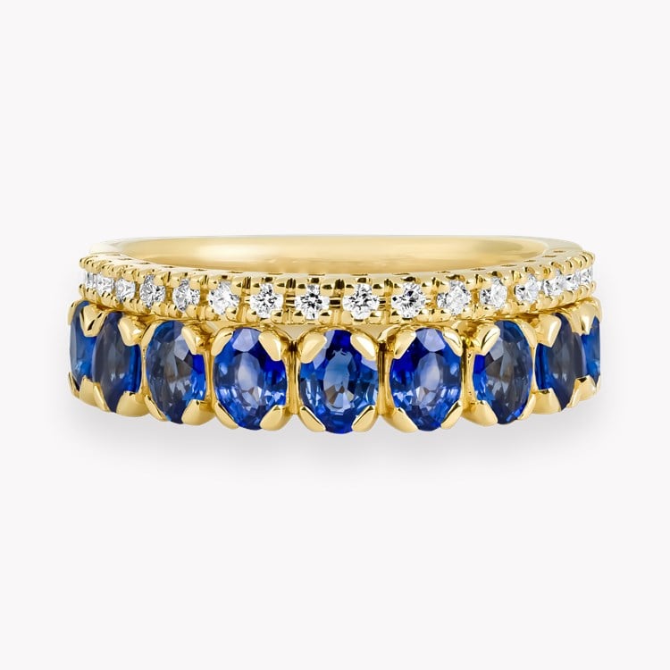 Oval Cut 1.86ct Sapphire and Diamond Half Eternity Ring Oval Cut, Claw Set_2