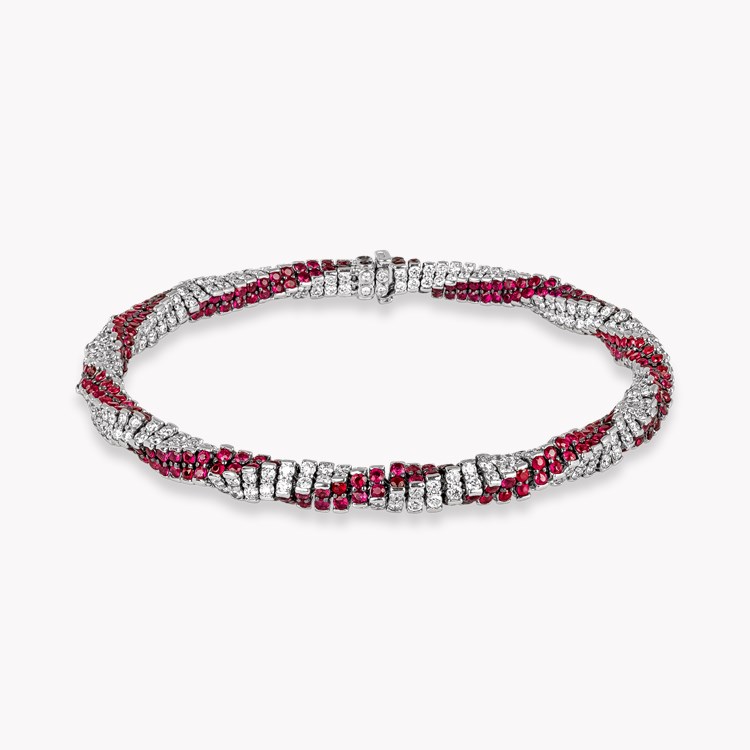 Brilliant Cut Ruby and Diamond Twist Bracelet Brilliant cut, Claw set_1