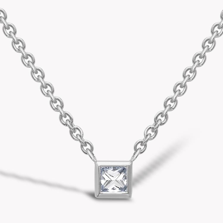 RockChic Diamond Solitaire Pendant 0.16CT in White Gold Princess Cut, Rubover Set_1