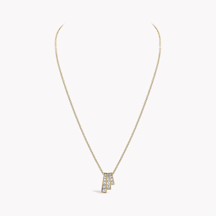 Manhattan 0.89ct Diamond Three Row Fan Pendant Carre Cut, Channel Set_2