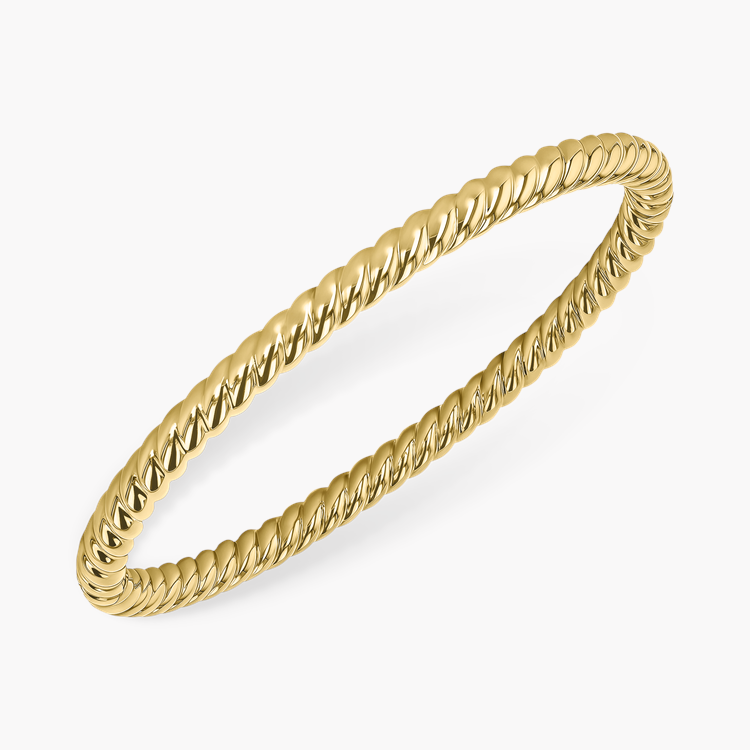 Yellow Gold Cross Section Cord Bangle _2