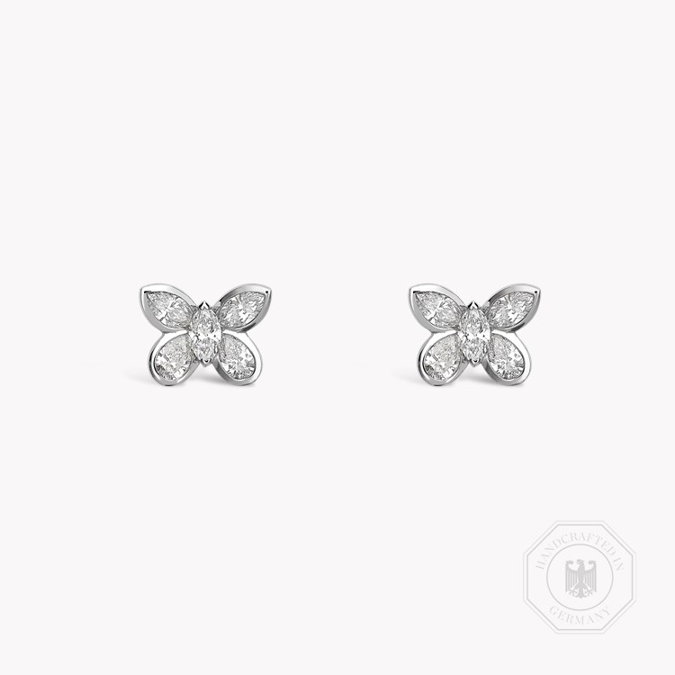 Butterfly Diamond Stud Earrings Pear and Marquise Cut, Rubover Set_1