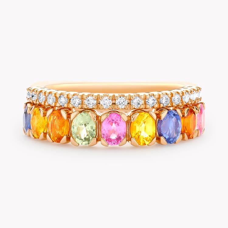 Rainbow Sapphire & Diamond Half-Eternity Ring Oval Cut, Claw Set_2