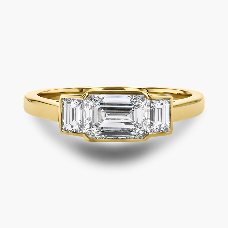 Kingdom 1.19ct Diamond Three Stone Ring Emerald Cut, Rubover Set_2