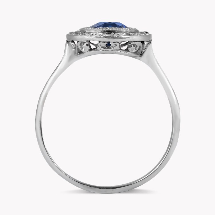 Oval Cut Sapphire and Diamond Target Ring Oval Cut, Millegrain Set_3